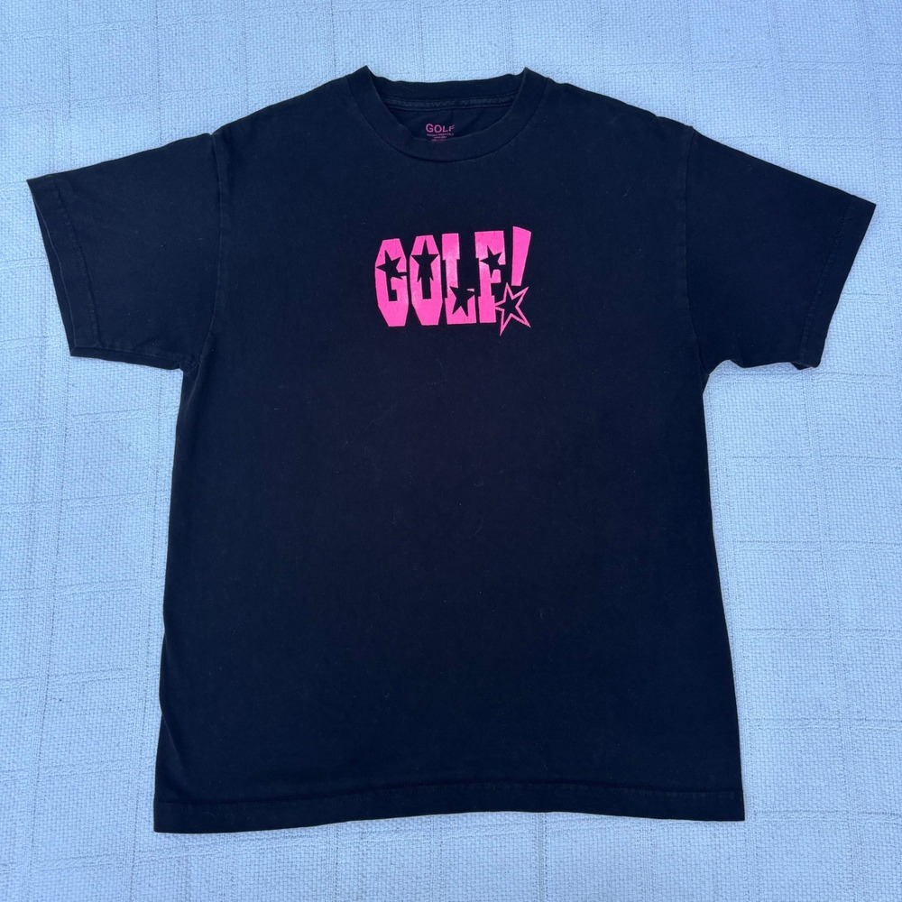 Unisex Medium GOLF WANG Golf! Black Hot Pink Star Wacko Logo Graphic T-Shirt